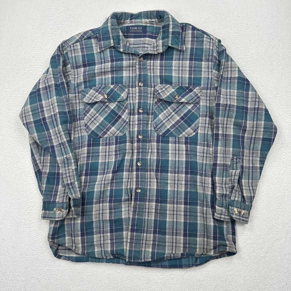 Northeast Outfitters Paid Button Up Shirt Men's Size Large Blue Western Flannel